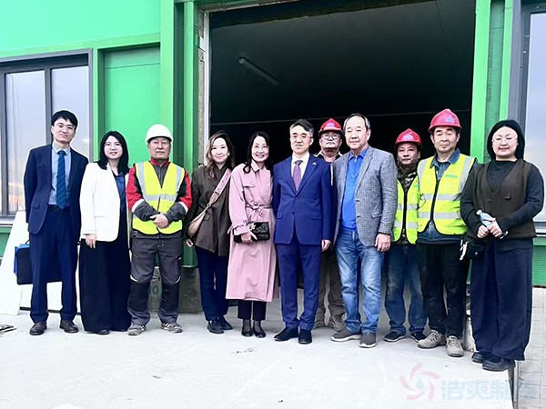 中国驻阿拉木图总领事苏方遒视察浩爽制冷哈萨克斯坦屠宰场冷库项目现场合影
